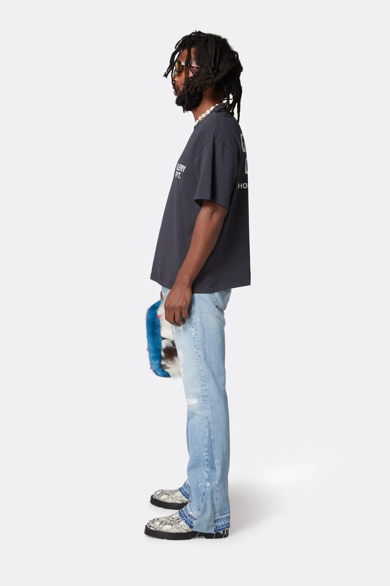 GALLERY DEPT. SOUVENIR TEE Black English LOGO short sleeves Hollywood limited edition Washed black S-XL Classic basic style washed and aged Cylindrical seamless linen and cotton fabric Loose fit